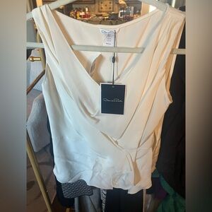 Oscar de la Renta White Satin Top